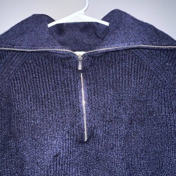 Anthropologie Women's Maeve Quarter-Zip Sweater Tee Navy Blue Size XS - Picture 4 of 7